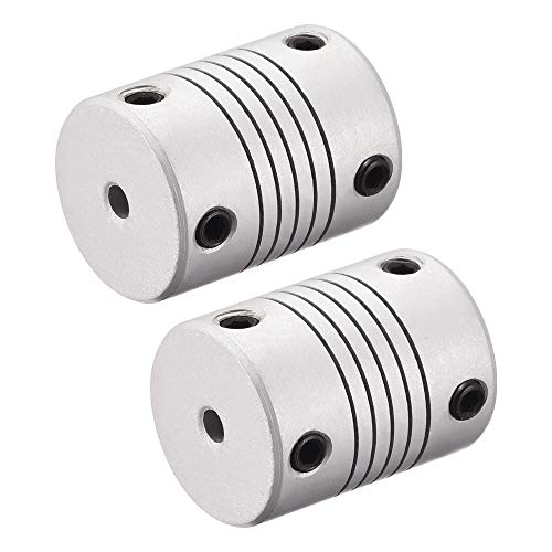 uxcell 3mm to 5mm Aluminum Alloy Shaft Coupling Flexible Coupler Motor Connector Joint L25xD19 Silver,2pcs