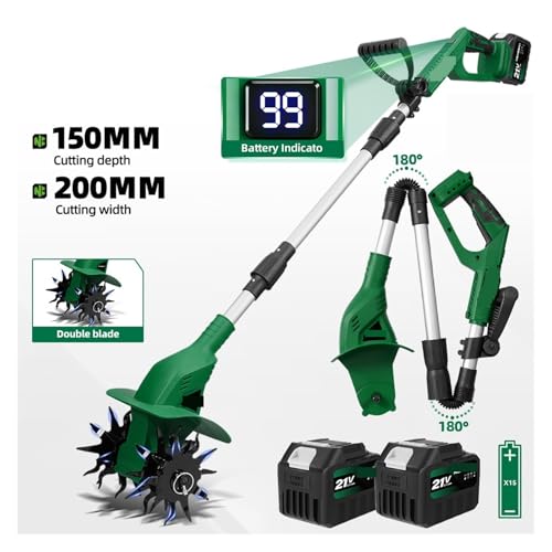Herramienta de jardín eléctrica para batir tierra compacta con rototiller de 21V 4