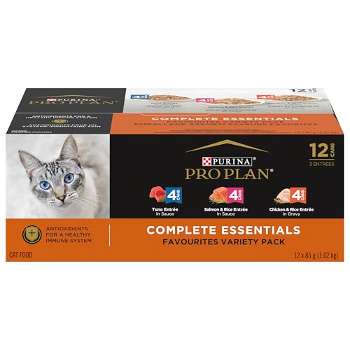 Pro Plan Wet Cat Food, Salmon & Rice, Chicken & Rice, Tuna Variety Pack 85g can (12 pack) image 7