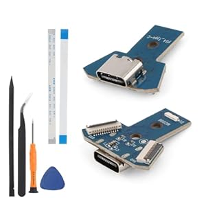 RongZy 2 Stück für PS4 Ladebuchse Upgrade von Micro USB auf USB Typ-C Dock Connector für PS4 JDS-040/050/055 USB Ladebuchse Anschluss Konsole DIY Zubehör (mit Reparaturwerkzeugen)
