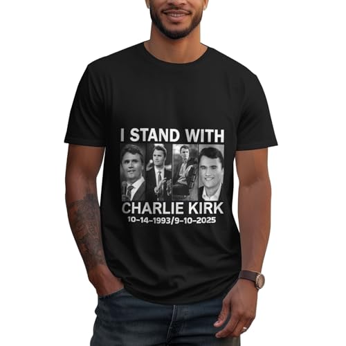 I Stand with Charlie Kirk T-Shirt Adult Black