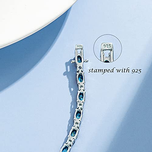Fancime December Birthstone Bracelets Sterling Silver Created Topaz Tennis Bracelet Fine Jewelry For Women 7" #TOP3