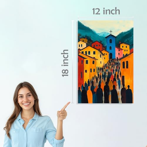 Image of SiddArtify Abstract Village Wall Art Poster Print Set - Modern Architectural Decor for Living Room Office - 12x18 inch Board Pack of 6