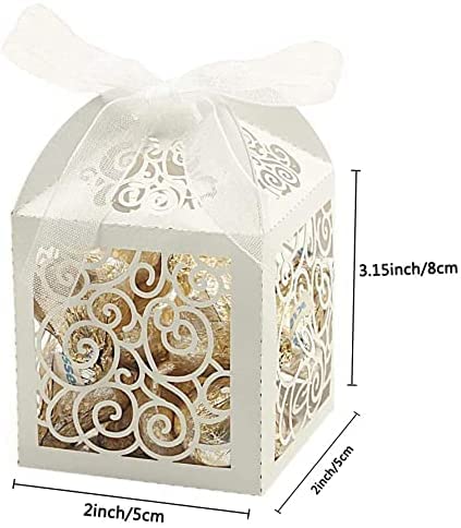 image for KPOSIYA 70 Pack Wedding Favor Boxes Laser Cut Boxes Party Favor Box Sm