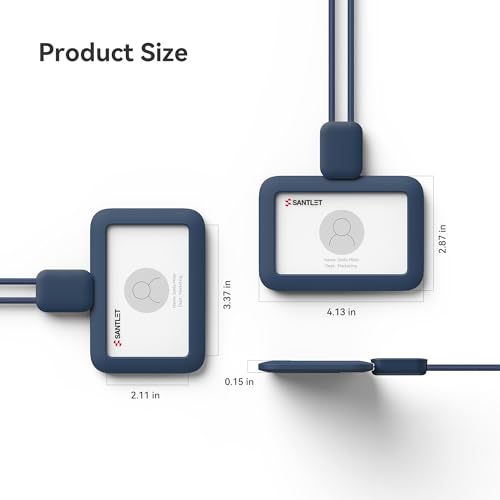 Ausziehbarer Premium-Ausweishalter mit Band, Sicherheitsschnalle, Horizontal Ausweishalter aus Weichem Silikon für Büropersonal, Nurse, Kinder,Horizontal Blau