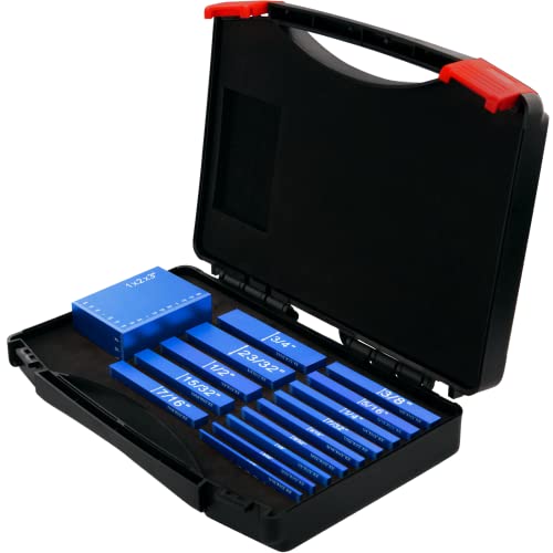 Neitra Setup Blocks Woodworking - 15 Pcs Aluminum Height Gauge Blocks Set - Woodworking Measuring Tools Precision Setup Bars For Router And Table Saw, Blue #TOP5