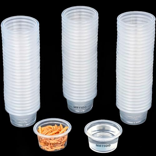 MRTIOO 100pcs 1oz Crested Gecko Food and Water Feeding Cups, Reptile Feeder Bowls, for Lizard and Other Small Pet Ledge Accessories Supplies