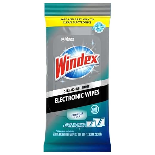 Windex Electronics Wipes, Pre-Moistened, Provides Streak-Free Shine, 25 Count