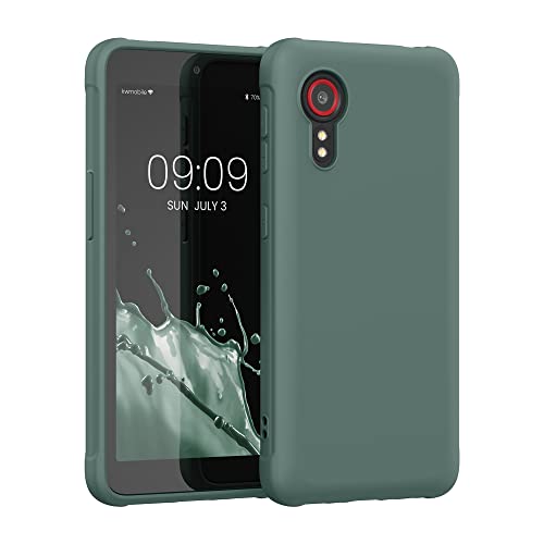 kwmobile Custodia Compatibile con Samsung Galaxy Xcover 5 Cover - Back Case per Smartphone in Silicone TPU - Protezione Gommata - verde blu