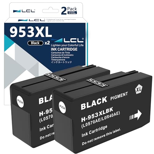 LCL Cartucho de Tinta Compatible 953 XL L0S58AE (2 Negro) Reemplazo para HP Officejet Pro 7730 7740 8210 8218 8710 8715 8718 8719 8720 8725 8728 8730 8740