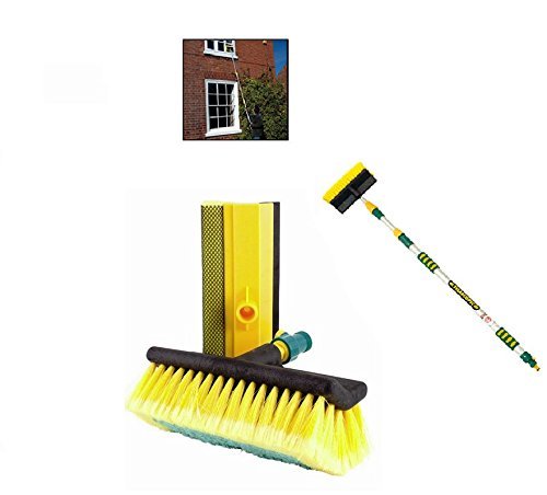 hbkHeavy Duty Tri-Section Extending Wash Brush 3 Metre Include Squeegee