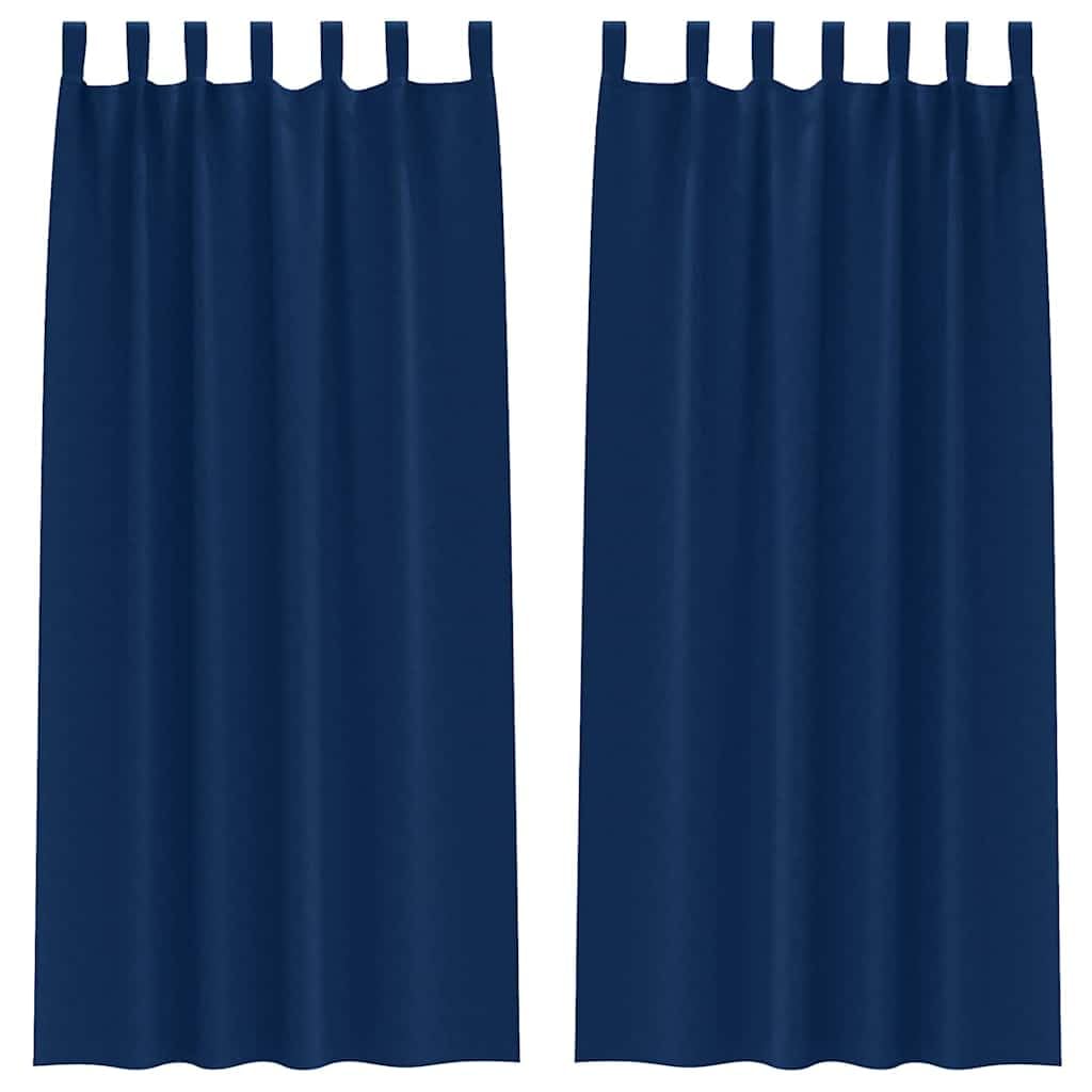 Rideaux occultants bleu foncé lot de 2 en polyester 245x140 cm avec anneaux et crochets
