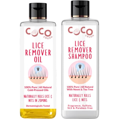 Image of Coco Crush Ayurvedic Anti-Lice Combo: Lice Removal Oil & Shampoo | 100% Natural | Single Wash Treatment | Safe for Kids | Neem & Tea Tree Extracts (2 * 50ml) (100ml)