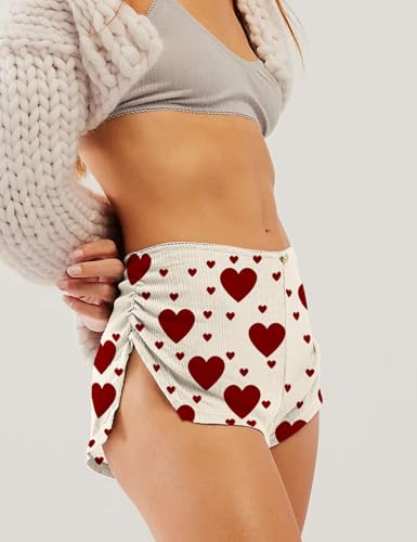 Image of FaroDor Cute Micro Pajamas Shorts for Women Low Rise Side Slit Ruched Lounge Shorts Pj Bottoms