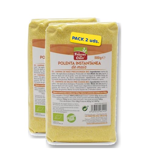 Pack 2 x Polenta Instantánea Bio 500 g (1 kg total) – Sémola de maíz ecológica precocida, lista en minutos, textura cremosa, ideal como guarnición, para bases y recetas sin gluten