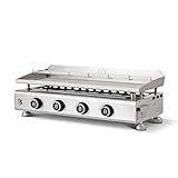 BRASERO - Plancha Silvia EVO 4 Feux Brasero - Plaque Inox de 84 x 34 cm - 4 brûleurs - Grille de...