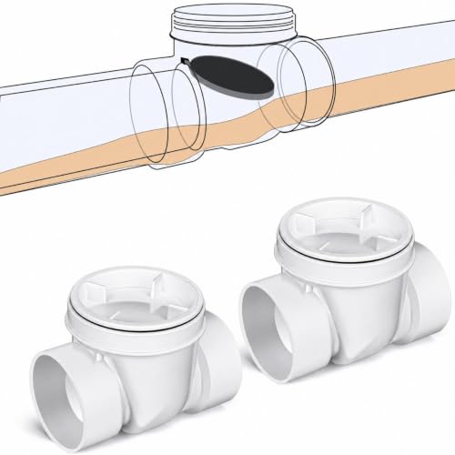 Image of Tondiamo 2 Pcs 4 inch PVC Backwater Valve Backflow Preventer Valve, White PVC