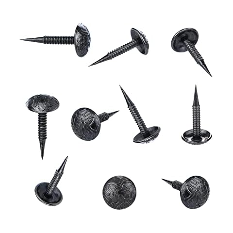 Homdire Upholstery Tacks with Small Head, 5/16 inch Vintage Furniture Tacks Nails for Upholstery, 200pcs Mini Decorative Nails with Threaded Leg, Sofa Tacks for Woods (Gray Black) Cover