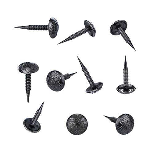 Homdire Upholstery Tacks with Small Head, 5/16 inch Vintage Furniture Tacks Nails for Upholstery, 200pcs Mini Decorative Nails with Threaded Leg, Sofa Tacks for Woods (Gray Black)