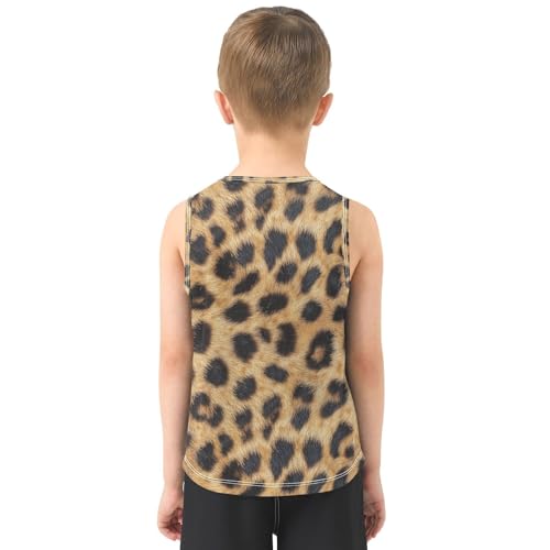 Boys Tank Top Shirts Leopard Grain Textured Sleeveless T-Shirts Crew Neck for Kids Clothing Children3