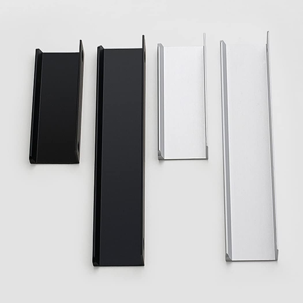 Manijas ocultas, manijas invisibles, para armario, cocina, armario, cocina, tiradores ocultos con borde de dedo, manijas de gabinete, manijas de cajones, pomos de muebles, color plateado, 2 piezas