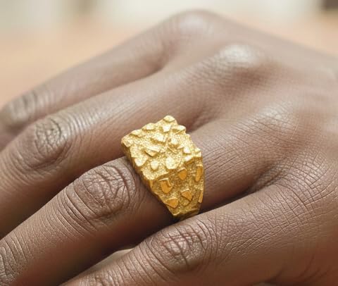 10K Gold Solid Nugget Ring Thin Gold Ring - Image 4