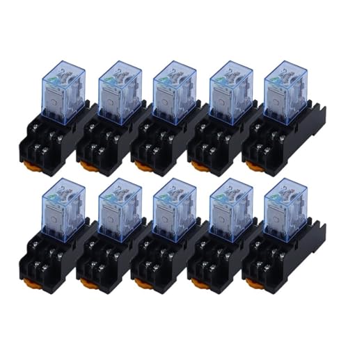 10 jeux de relais DC 48V avec prises et bobines de base pour interrupteurs électriques miniatures