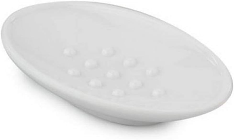 AQUALONA Madrid Soap Dish - Bathroom Accessories - Round, ABS Plastic, Heavyweight - Strong & Durable, Easy to Clean - White