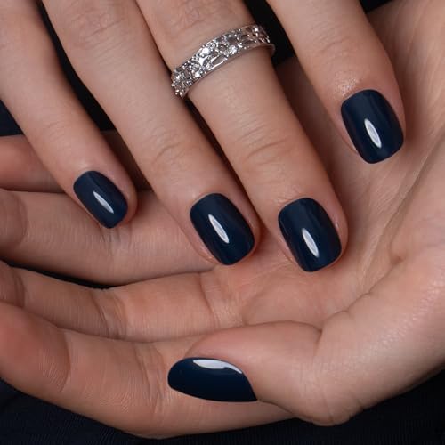 Image of CurvLife Extra Short Square Press On Nails, Black, Inkwell Depth, Soft Gel