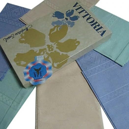 Generico Set 6 Asciugamani Fiandra Puro Lino da ricamare a punto croce Vittoria Colori tenui Made in italy