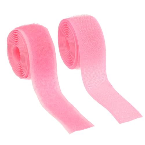 YELARXI Sew on Hook and Loop Tape, 1 Inch Width Non-Adhesive Back Nylon Sewing Fastener Strips Interlocking Fabric Tape 1 Yards Fit for Clothing Crafts Sewing DIY Project - (Pink)
