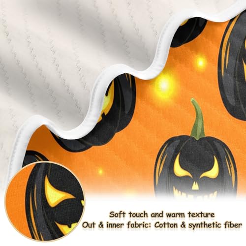 Burbuja Glowing Pumpkins Baby Blanket for Boys Girls, Nursery Soft Warm Swaddling Receiving Baby Blankets, 30x40 in Toddler Blanket2