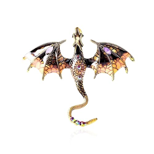 Image of Vintage Punk Dragon Animal Brooch - Domineering Flying Dragon Personality Clothing Accessories for Men and Women
