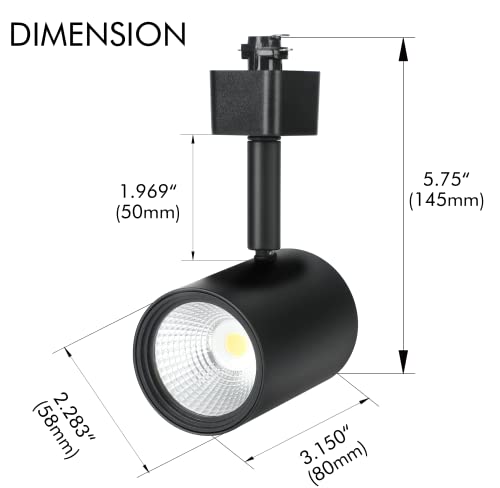 CLOUDY BAY LED Track Lighting Heads,3000K/4000K/5000K Selectable,Dimmable 8W,CRI90+ True Color Rendering Adjustable Tilt Angle Track Light,Black,Halo Type,Pack of 6