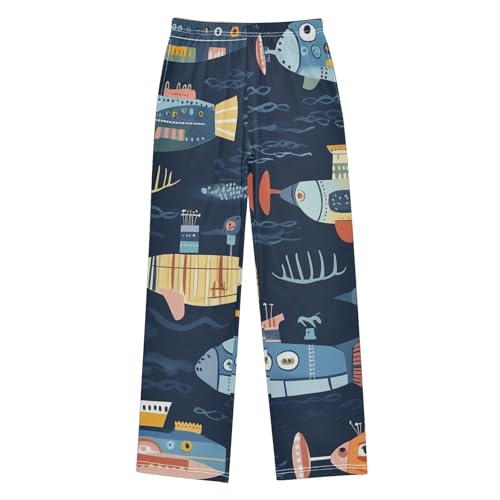 ZZXXB Funny Submarine Boys Long Pants Soft Trousers Elastic Waist Kids Lounge Bottoms with Pockets S-XL