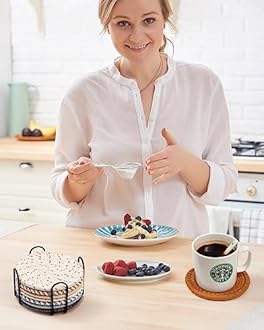 8 Pcs Drink Coasters with Holder