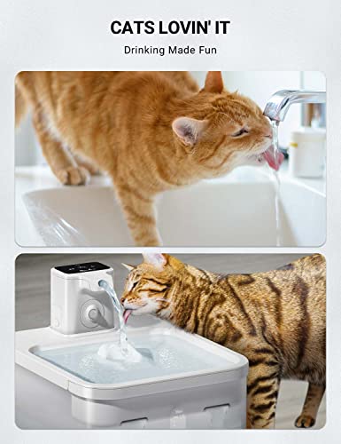 Downypaws Wireless Cat Water Fountain, Battery Operated Automatic Pet Water Fountain With Motion Sensor, 84Oz/2.5L Ultra Quiet Dog Water Dispenser Inside #TOP4