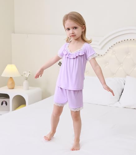 Image of Baby Girls Outfits Sets Summer Tee and Shorts Toddler 2-Piece Set for Kids Cooling Clothes,Viscose Made from Bamboo