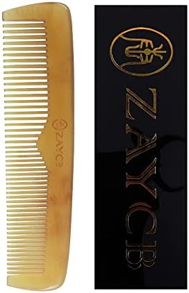 ZAYCB Buffalo Horn Fine Tooth Comb - Anti-Static Hair Comb - Hair Styling Detangling Comb for Men, Women and Kids - For All Hair Types(Yellow Classic Fine Tooth Comb)