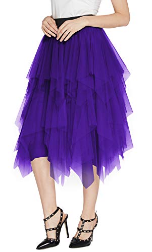 Women's Elegant Mesh Layered Tulle Skirt Sheer Tutu Skirt Midi Skirts2