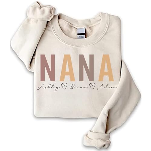 Nazenti Personalized Nana Sweatshirt with Names, Grandma Heart Sweat, Custom Nana Sweatshirt, Mothers Day Shirt, Nana Sweatshirt, Grandma Gifts, Mom Gifts, Custom Grandma Gift, Nana Shirt