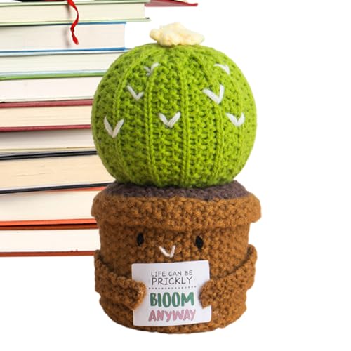ulapithi Cactus Crochet Positif | en Crochet Motivante - Décoration Cactus Crocheté pour Adultes Adolescents Publics Collectionneurs Artisanaux Pratiquants de Pleine Conscience Voyageurs Réguliers