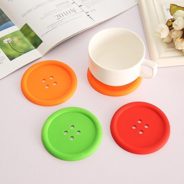 Multi-Purpose Silicone Button Drink Coasters – Pack of 4 Non-Slip Heat Resistant Non-Slip Cup Mats for Tea, Coffee Mugs, Glasses & Dining Table Protection-image-26