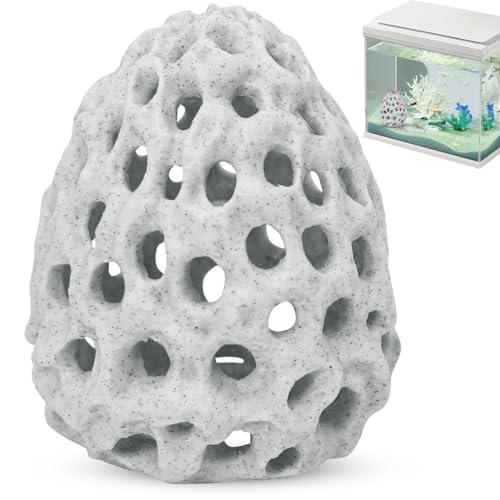 HINGTAI Shrimp Dome Hide Betta Habitat Fish Tank Tunnel with Suction Cup Aquarium Fish Cave Hideout Ornament Accessories for Shrimp Guppy Hiding Resting White