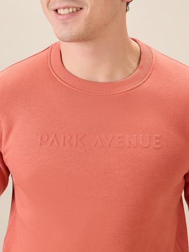Image of Park Avenue Men Full Sleeve Slim Fit Solid Pattern Cotton Polyester Blend Regular Neck Regular Neck Casual Sweatshirt