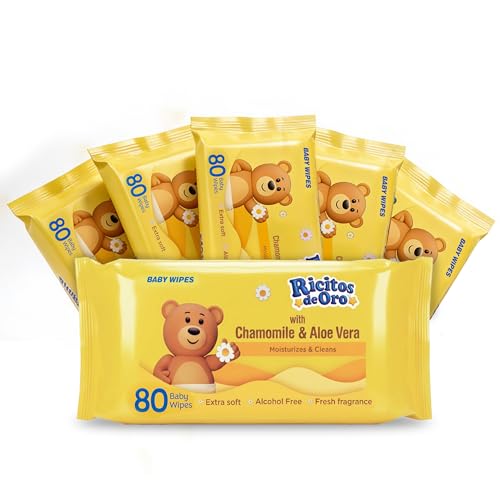 Image of Ricitos de Oro Baby Wipes | Chamomile & Aloe Vera | 80 ct | 6-Pack