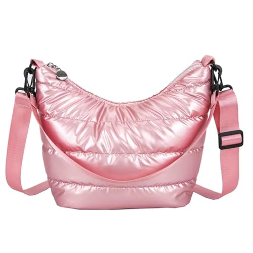 Bolsa Feminina Puffer Acolchoada Transversal Fofa (Rosa)