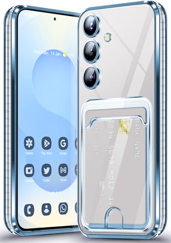 Coque Samsung Galaxy S25 Neivi avec porte-cartes transparent bleu antichoc