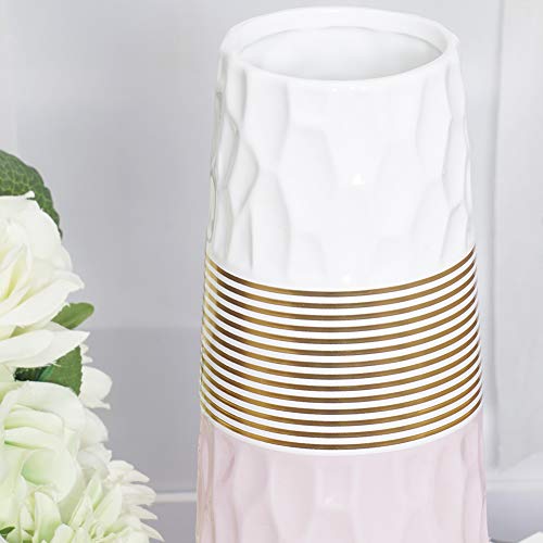 HCHLQLZ 28cm Rosa Bianco Oro Fiori Vaso Decorativo...