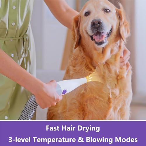 GROBELL Dog Blow Dryer & Grooming Vacuum Kit: 2.5L 16kPa Professional Dog Clippers Groomer for Pet Hair Tool Cat Trimmer for Long or Short Hair Dogs Shavers for Thick Coat Shedding Brush & Deshedding